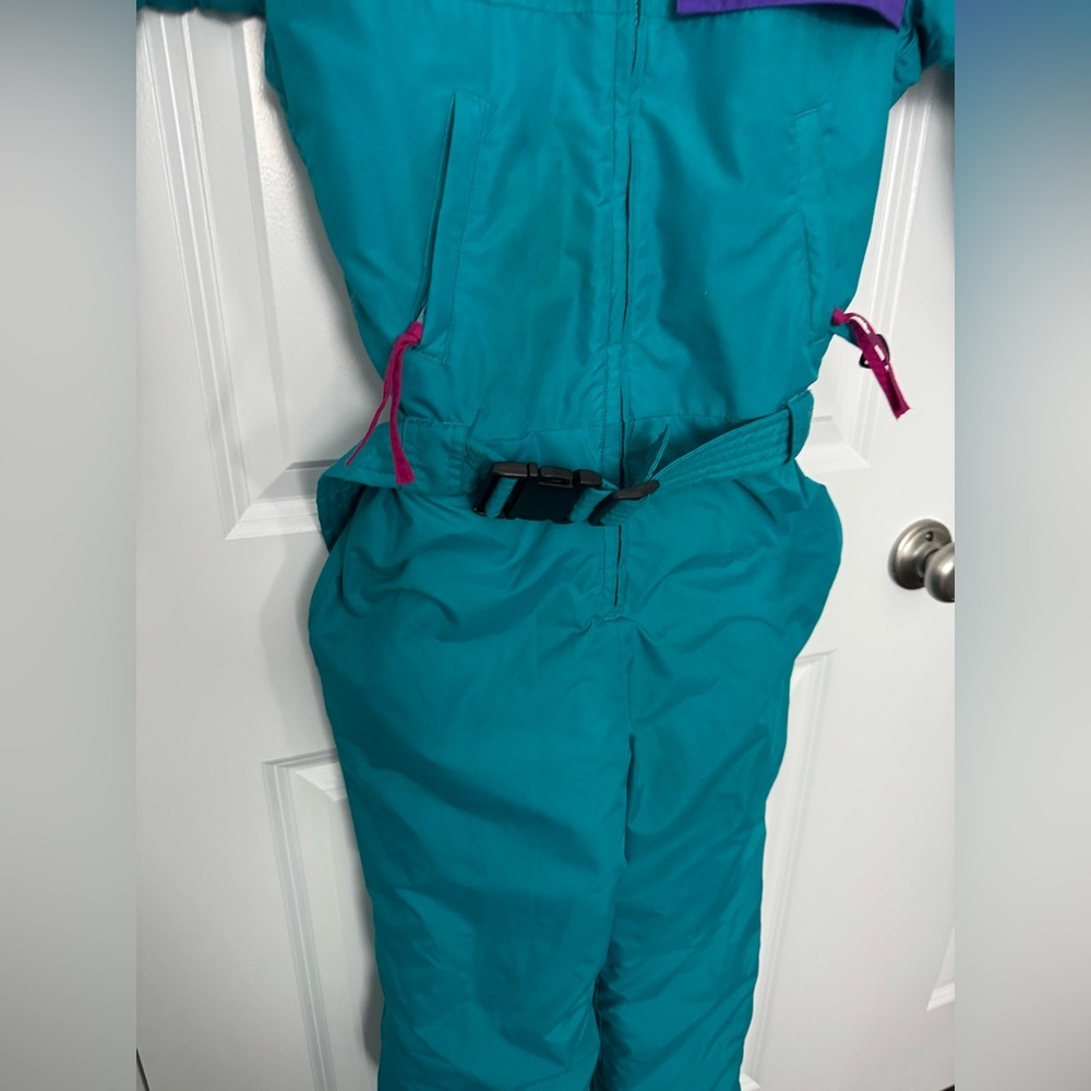 Columbia Vintage Full Zip One Piece Ski Suit Snow Bib Snowsuit Youth Medium - Picture 3 of 14
